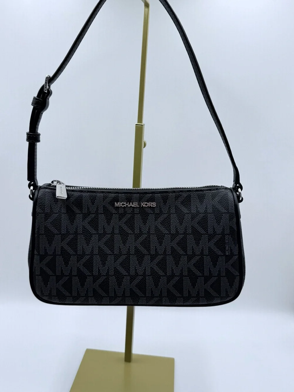 Michael Kors Black/Charcoal MK Logo Shoulder Bag